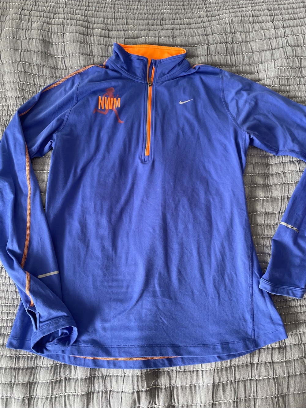 Nike Women’s Marathon Running Quarter-Zip Pullover with Orange Trim